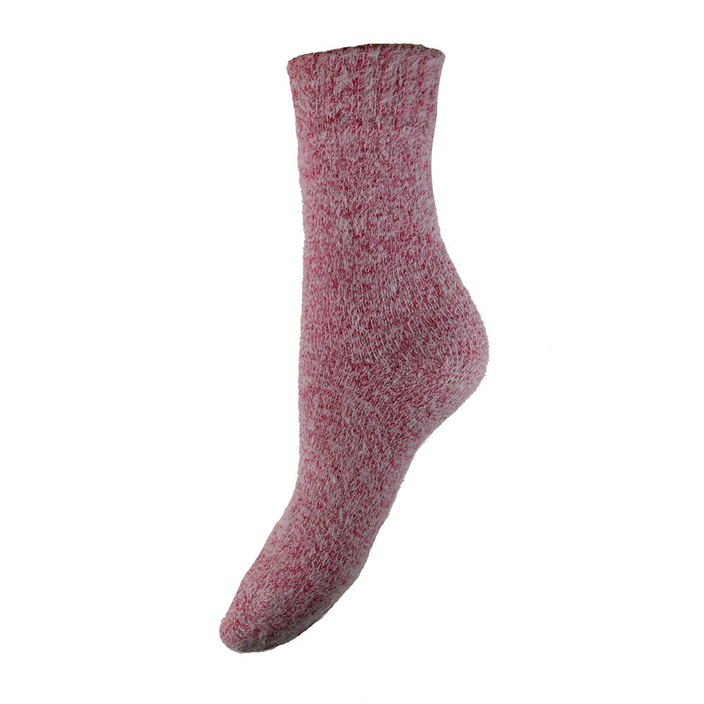 Pink fluffy wool blend sock size 4-7 UK