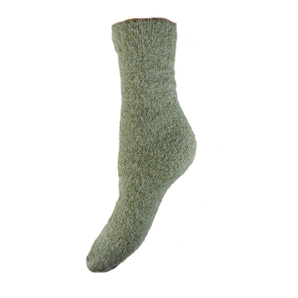 Green plain soft socks with ribbed cuff